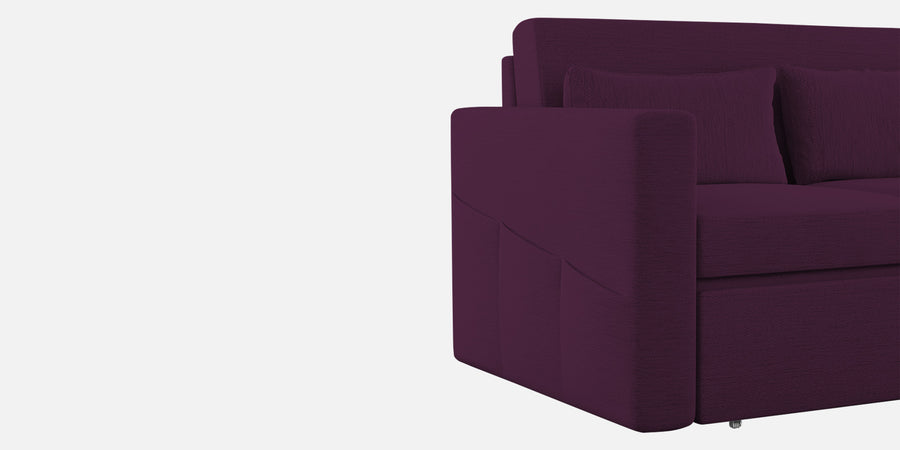River Fabric 3 Seater Pull Out Sofa Cum Bed In Greek Purple Colour - Febonic Living