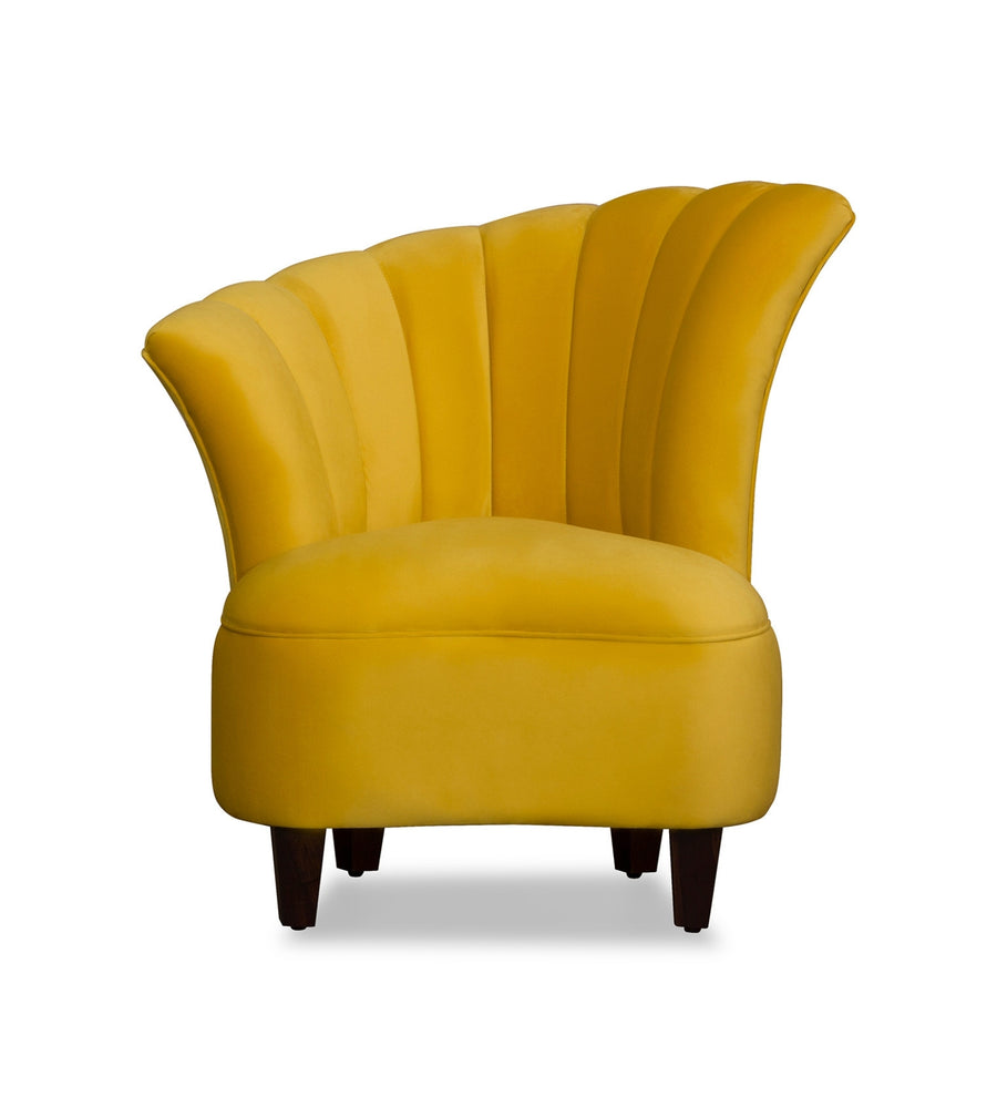 Davo Velvet Slipper Chair In Safforn Yellow Colour - Febonic Living