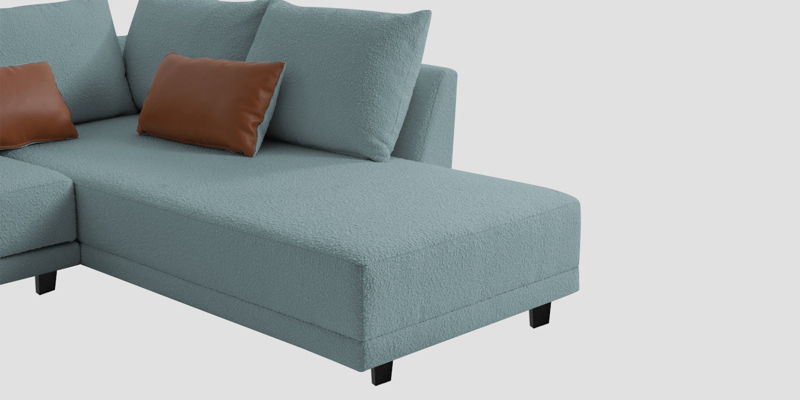 Ira Boucle Fabric LHS 6 Seater Convertible Sofa Cum Bed In Stormy Blue Colour - Febonic Living