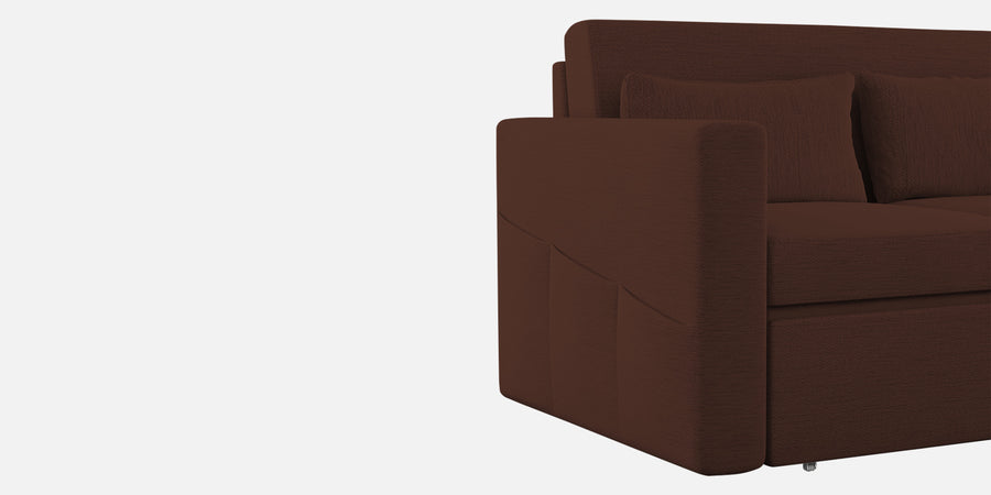 River Fabric 3 Seater Pull Out Sofa Cum Bed In Coffee Brown Colour - Febonic Living