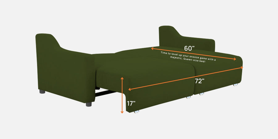 Gabby Fabric 3 Seater Pull Out Sofa Cum Bed In Olive Green Colour - Febonic Living