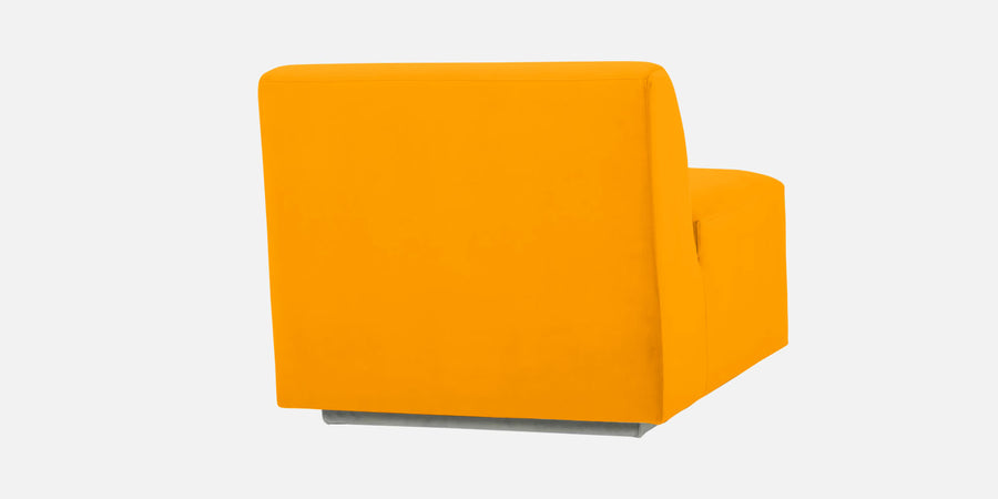 Bufa Velvet Rhs Sectional Sofa In Saffron Yellow Colour With Ottoman - Febonic Living