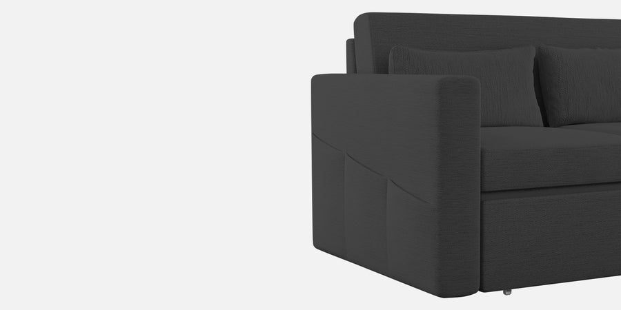 River Fabric 3 Seater Pull Out Sofa Cum Bed In Charcoal Grey Colour - Febonic Living