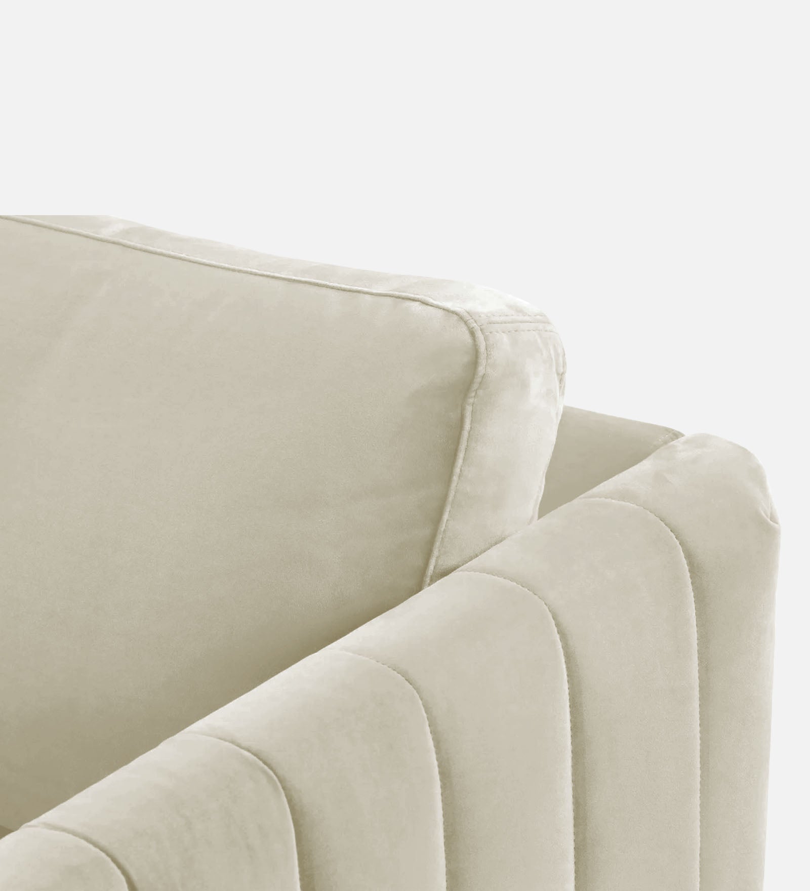 Haru Velvet 1 Seater Sofa in Warm White Colour