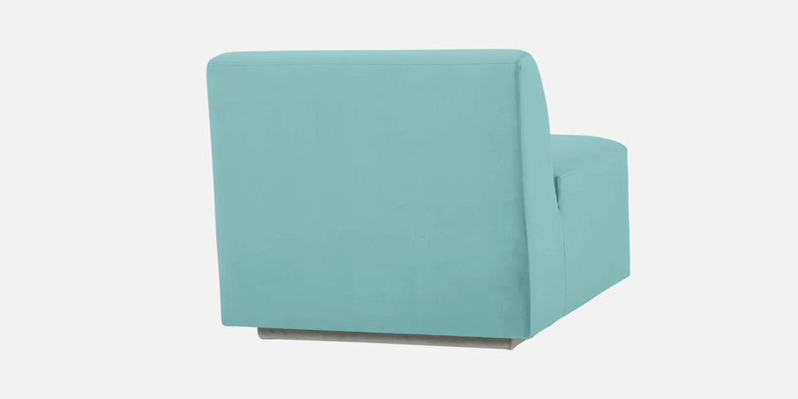 Bufa Velvet Rhs Sectional Sofa In Aqua Blue Colour With Ottoman - Febonic Living
