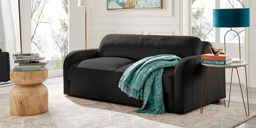 Rosa Fabric 3 Seater Foldable Sofa Cum Bed In Charcoal Grey Colour - Febonic Living