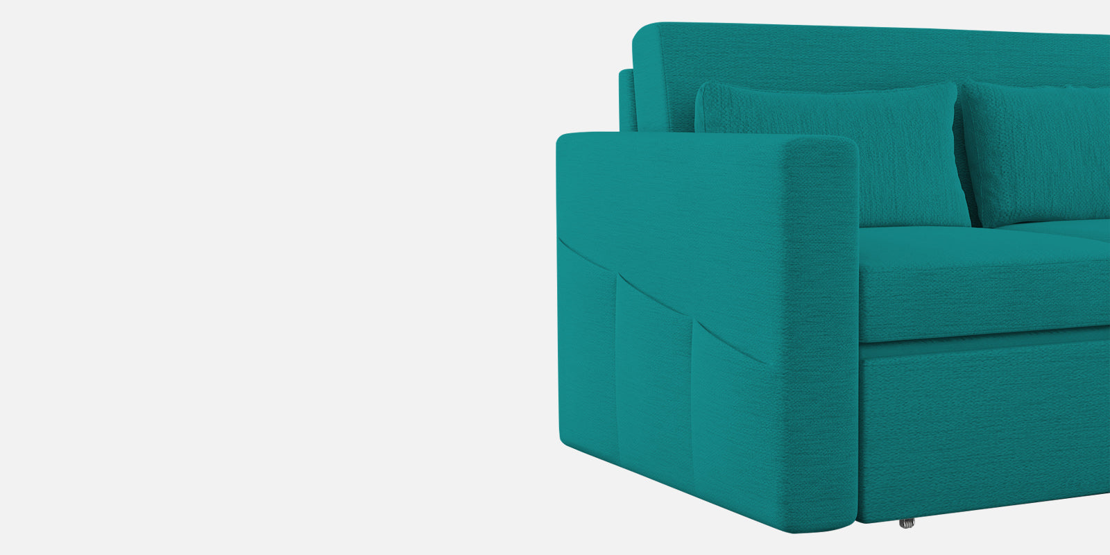 River Fabric 3 Seater Pull Out Sofa Cum Bed In Sea Green Colour