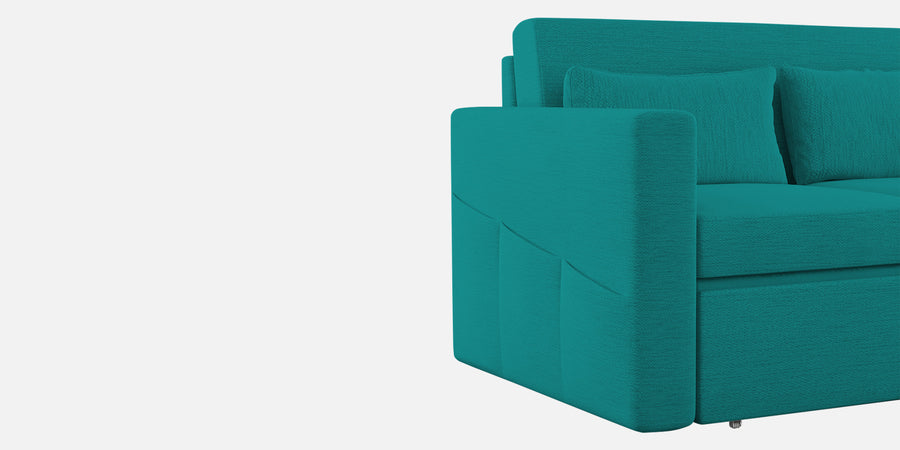 River Fabric 3 Seater Pull Out Sofa Cum Bed In Sea Green Colour - Febonic Living