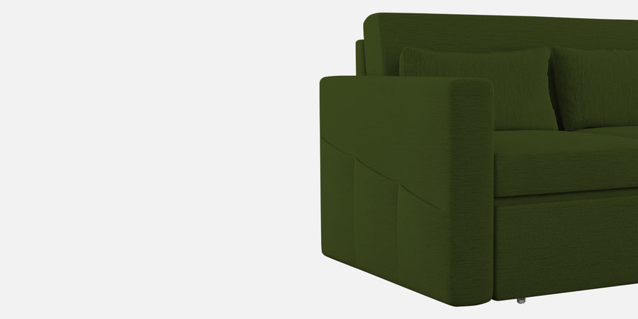 River Fabric 3 Seater Pull Out Sofa Cum Bed In Olive Green Colour - Febonic Living