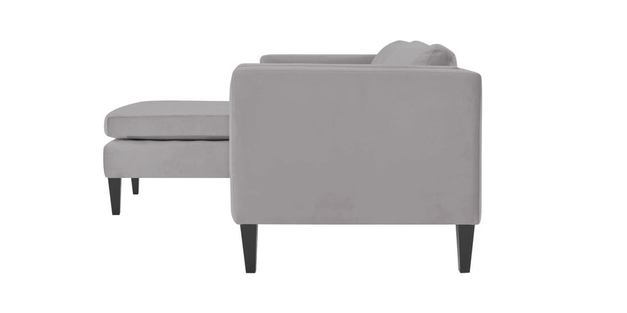 Jasper Velvet Rhs Sectional Sofa 3 Lounger In Concrete Grey Colour - Febonic Living