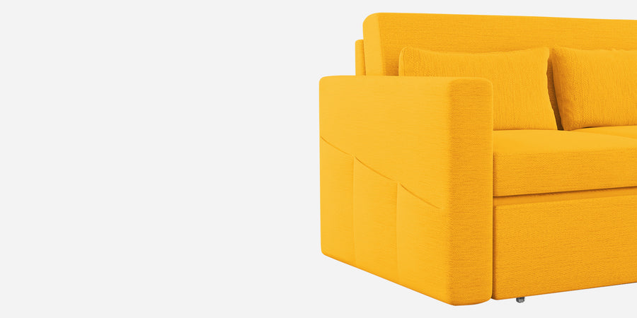 River Fabric 3 Seater Pull Out Sofa Cum Bed In Bold Yellow Colour - Febonic Living
