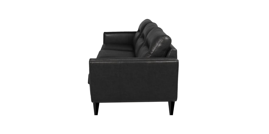 Kiko Leatherette 3 Seater Sofa In Lama Black Colour - Febonic Living
