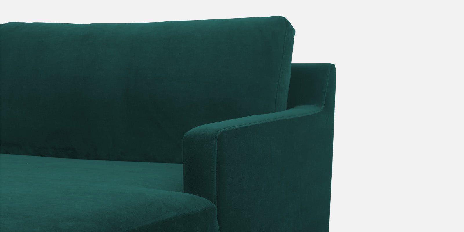 Jones Velvet LHS Sectional Sofa (3+Lounger) In Pine Green Colour