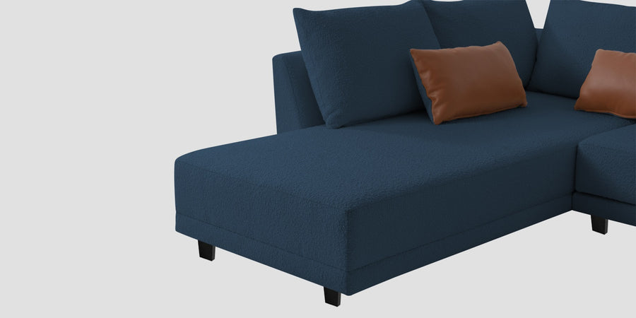 Ira Boucle Fabric Rhs 6 Seater Convertible Sofa Cum Bed In Classic Blue Colour - Febonic Living