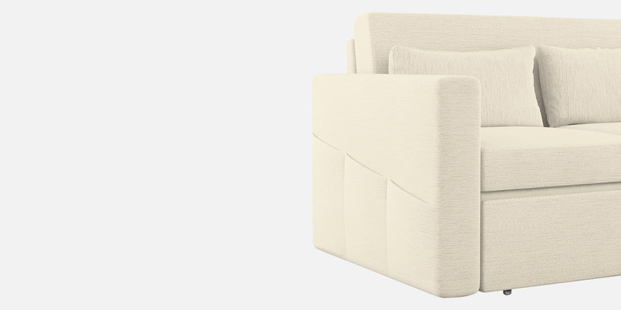 River Fabric 3 Seater Pull Out Sofa Cum Bed In Ivory Cream Colour - Febonic Living