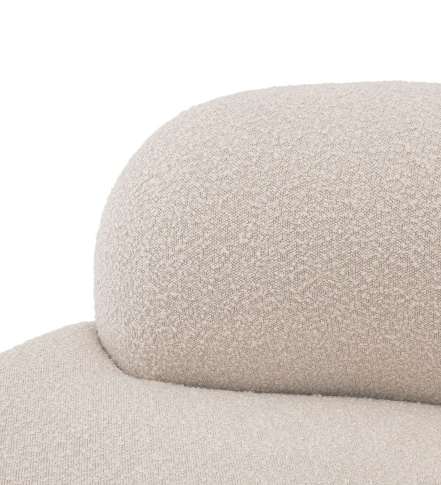 Kavi Boucle Fabric Swivel Chair In Shell White Colour - Febonic Living