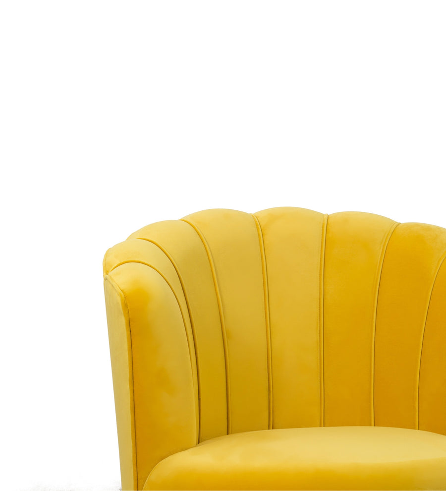 Clark Velvet Slipper Chair In Turmeric Yellow Colour - Febonic Living