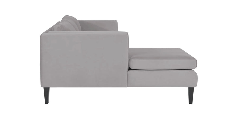 Jasper Velvet Rhs Sectional Sofa 3 Lounger In Concrete Grey Colour - Febonic Living