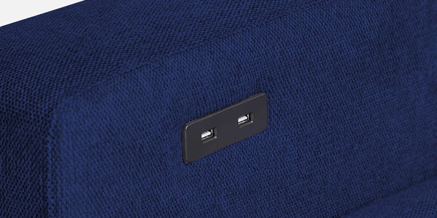 Roman Fabric 3 Seater Foldable Sofa Cum Bed In Royal Blue Colour With Usb Port - Febonic Living