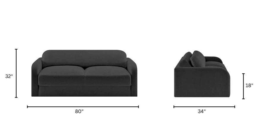 Rosa Fabric 3 Seater Foldable Sofa Cum Bed In Charcoal Grey Colour - Febonic Living