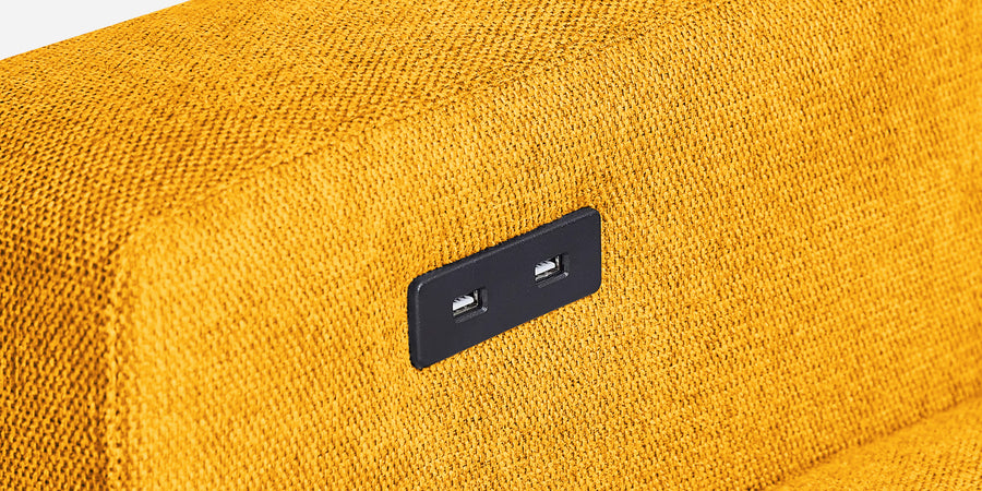 Roman Fabric 3 Seater Foldable Sofa Cum Bed In Bold Yellow Colour With Usb Port - Febonic Living