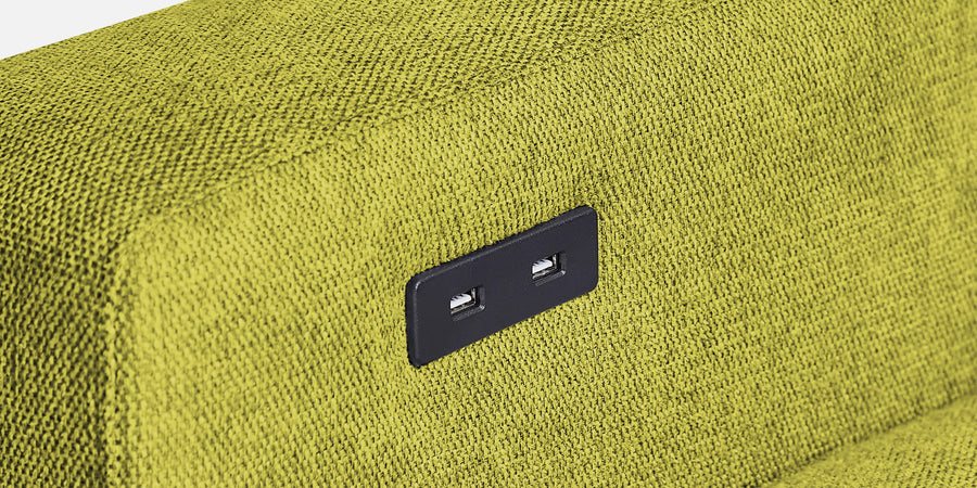 Roman Fabric 3 Seater Foldable Sofa Cum Bed In Parrot Green Colour With Usb Port - Febonic Living