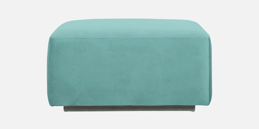 Bufa Velvet Rhs Sectional Sofa In Aqua Blue Colour With Ottoman - Febonic Living