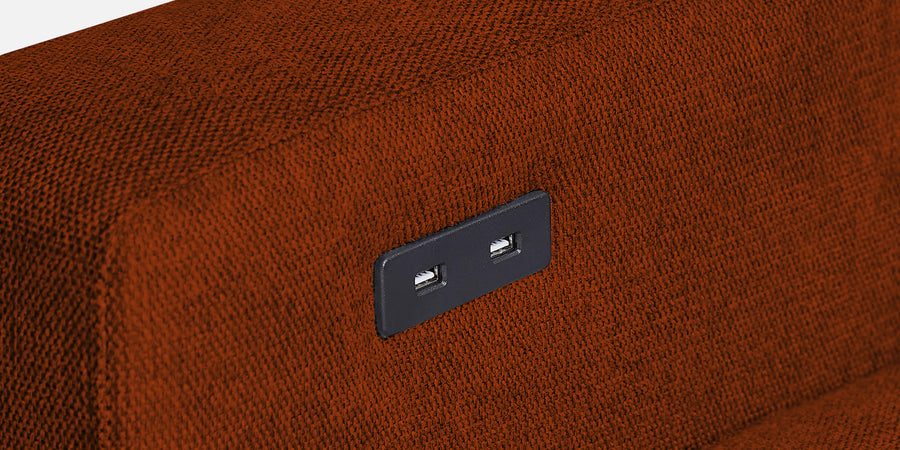 Roman Fabric 3 Seater Foldable Sofa Cum Bed In Burnt Orange Colour With Usb Port - Febonic Living