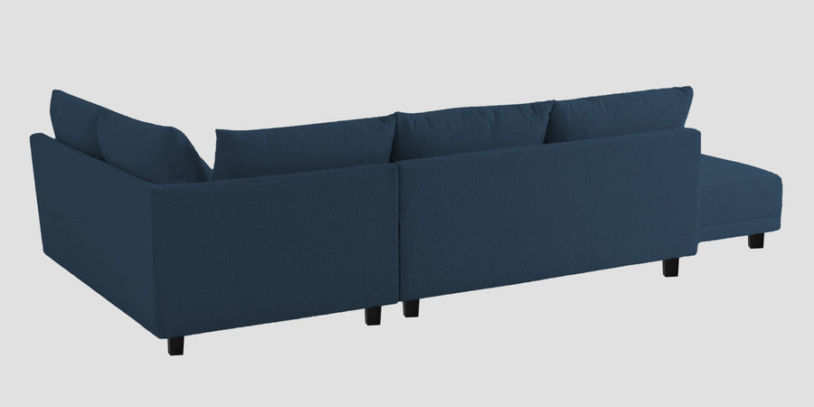 Ira Boucle Fabric Lhs 6 Seater Convertible Sofa Cum Bed In Classic Blue Colour - Febonic Living