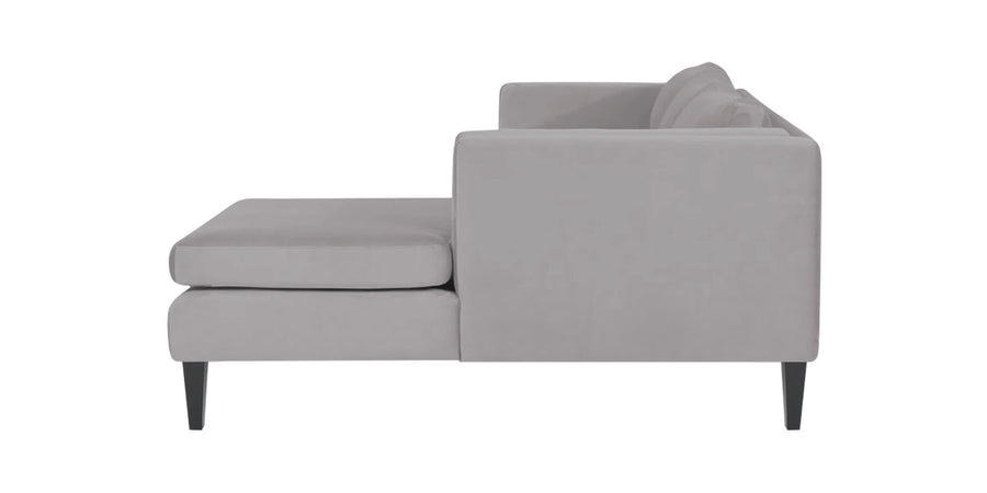 Jasper Velvet Lhs Sectional Sofa 3 Lounger In Concrete Grey Colour - Febonic Living