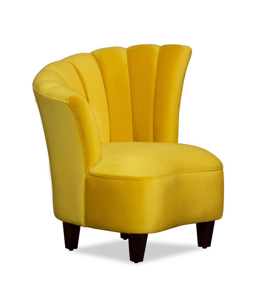 Davo Velvet Slipper Chair In Safforn Yellow Colour - Febonic Living
