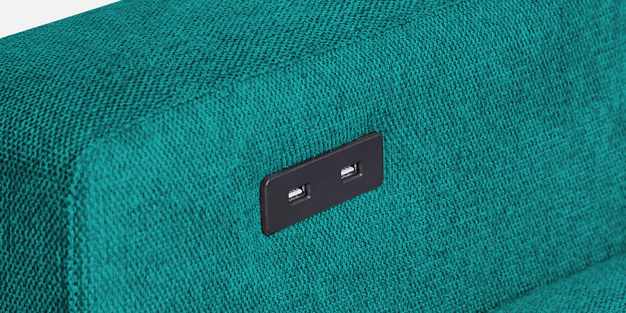 Roman Fabric 3 Seater Foldable Sofa Cum Bed In Sea Green Colour With Usb Port - Febonic Living