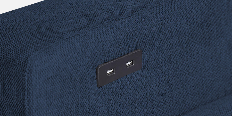 Roman Fabric 3 Seater Foldable Sofa Cum Bed In Denim Blue Colour With Usb Port - Febonic Living