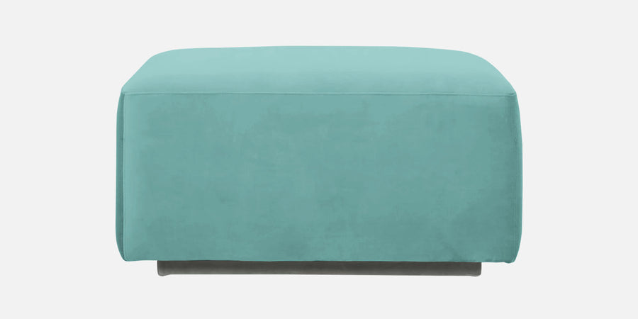 Bufa Velvet Lhs Sectional Sofa In Aqua Blue Colour With Ottoman - Febonic Living