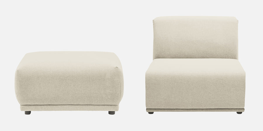 Adam Fabric Rhs Sectional Sofa 3 Ottoman Lounger In Ivory Cream Colour - Febonic Living