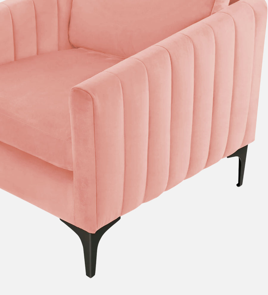 Haru Velvet 1 Seater Sofa In Blush Pink Colour - Febonic Living