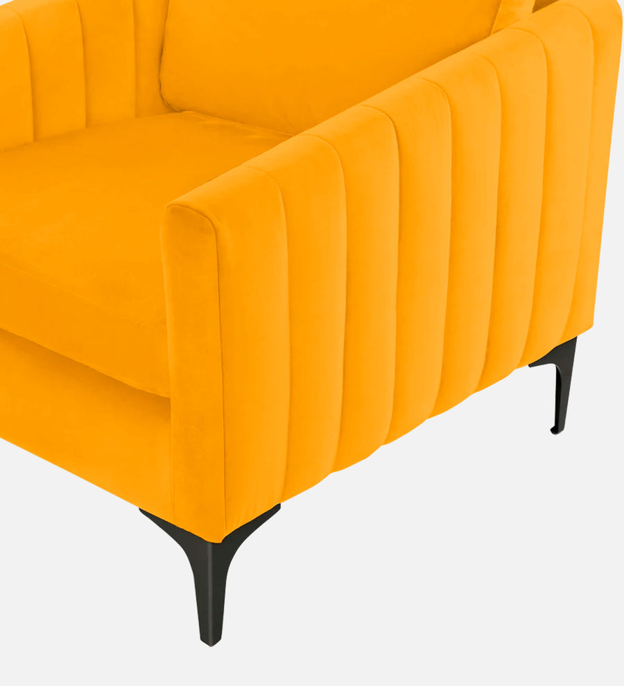 Haru Velvet 1 Seater Sofa In Saffron Yellow Colour - Febonic Living