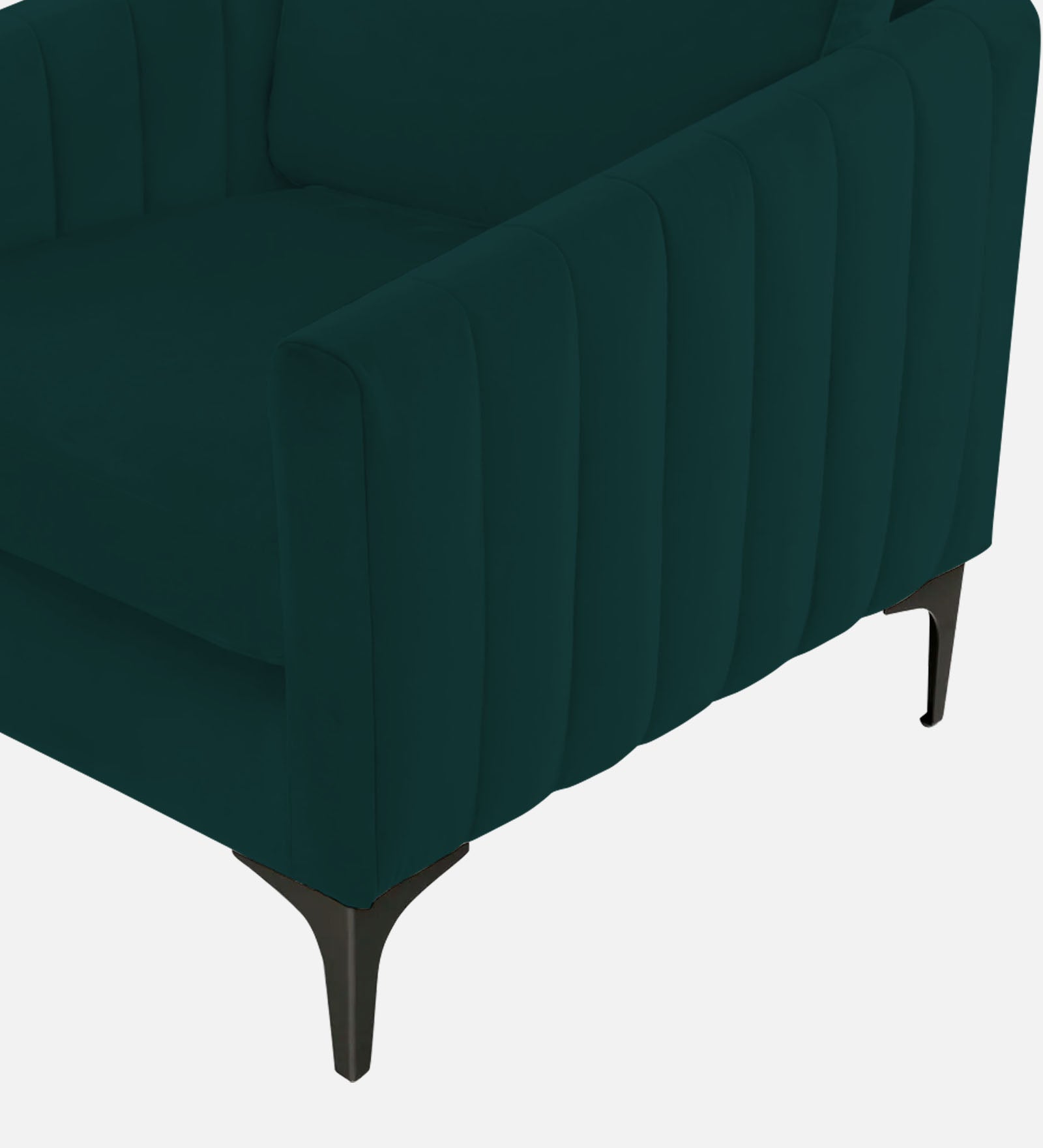 Haru Velvet 1 Seater Sofa in Forest Green Colour