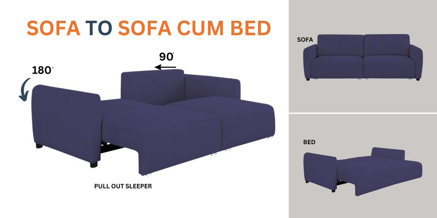 Vima Fabric 3 Seater Pull Out Sofa Cum Bed In Olive Green Colour - Febonic Living