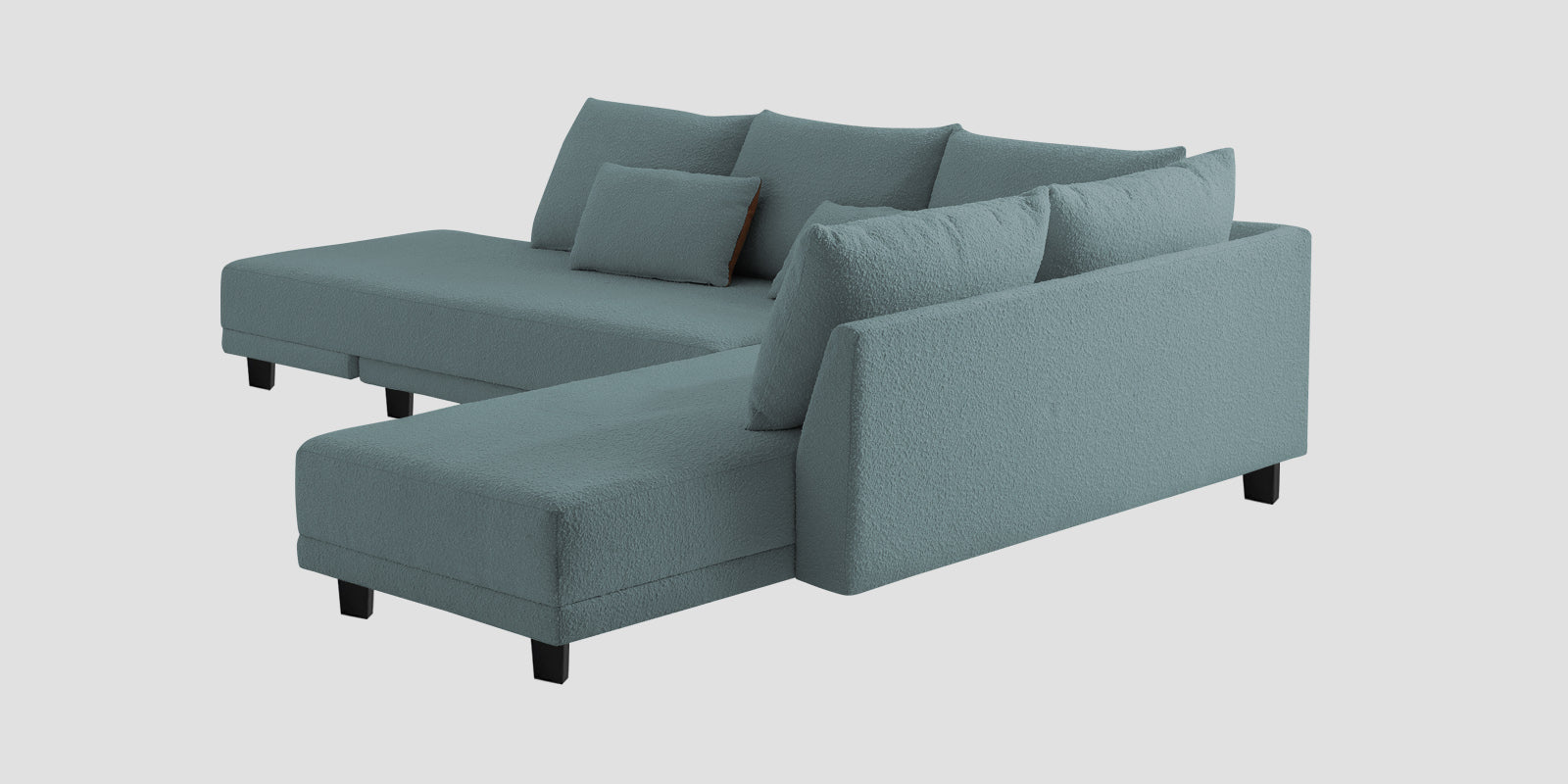 Ira Boucle Fabric LHS 6 Seater Convertible Sofa Cum Bed In Stormy Blue Colour - Febonic Living