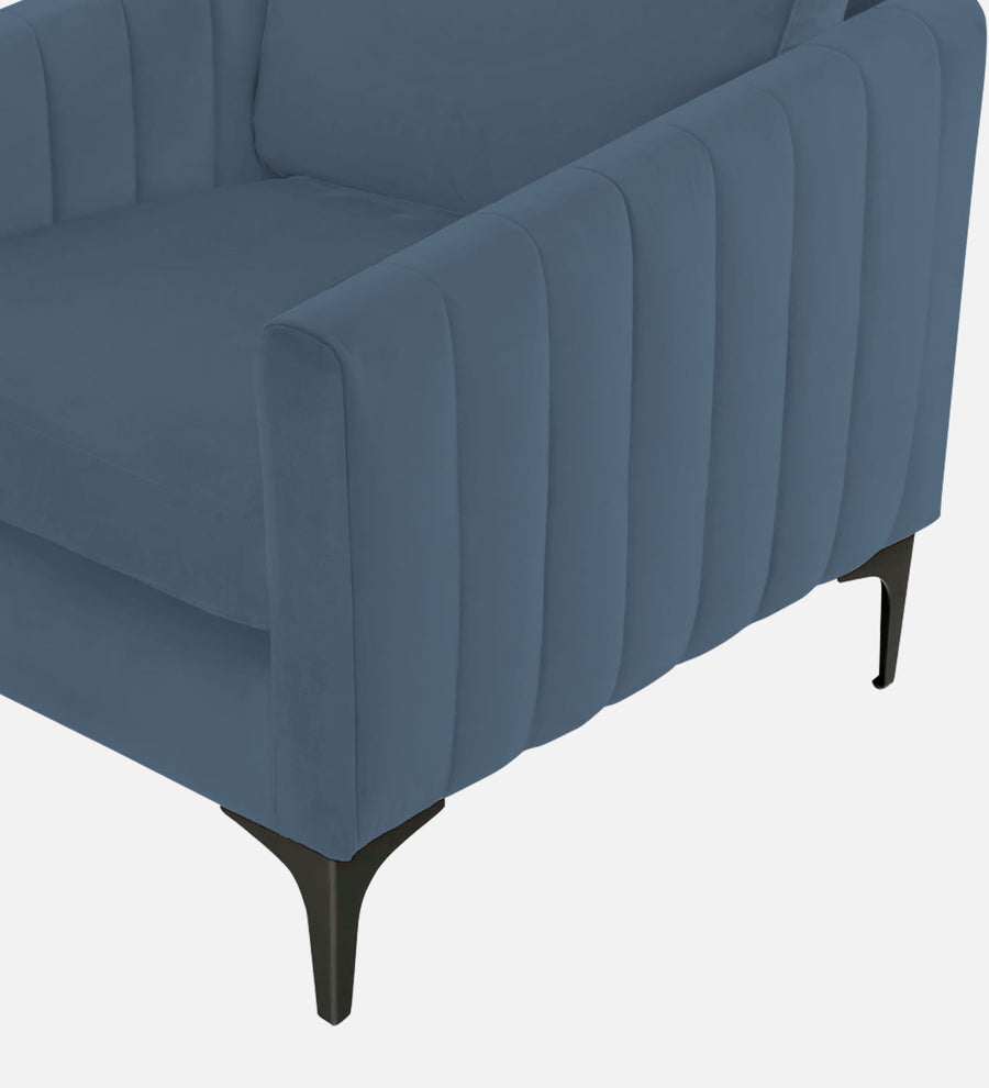 Haru Velvet 1 Seater Sofa In Oxford Blue Colour - Febonic Living
