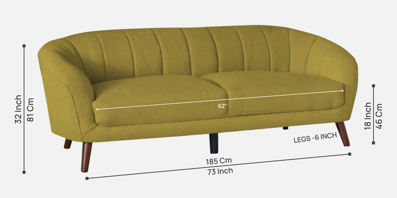 Benjamin Fabric 3 Seater Sofa in Parrot Green Colour