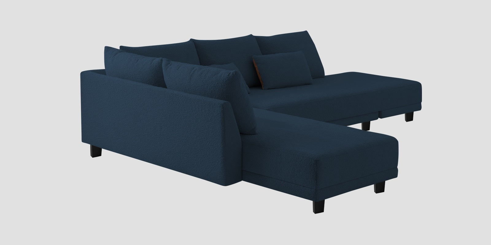 Ira Boucle Fabric RHS 6 Seater Convertible Sofa Cum Bed In Classic Blue Colour - Febonic Living