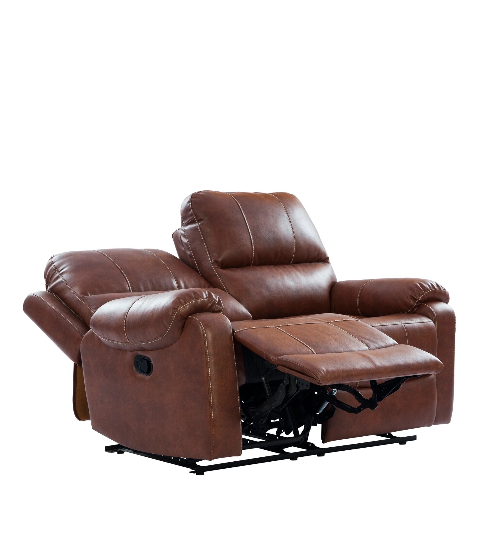 Davis Leatherette 2 Seater Manual Recliner In Brown Colour