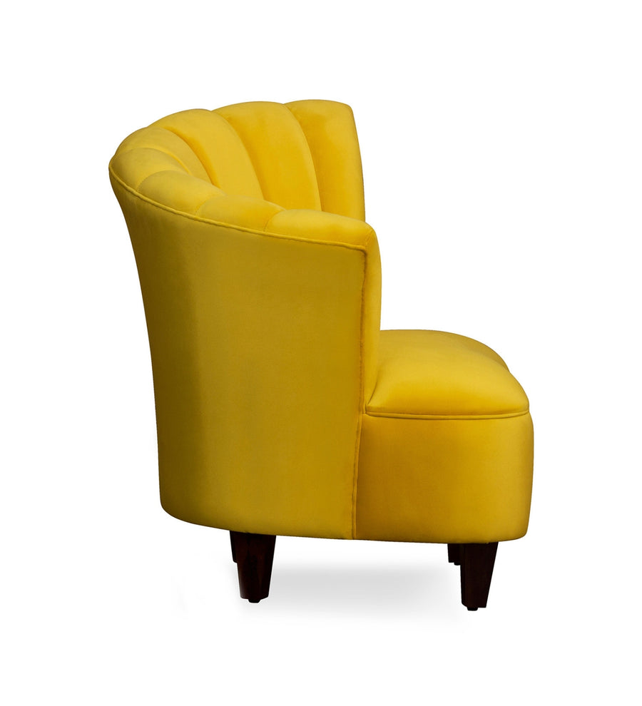 Davo Velvet Slipper Chair In Safforn Yellow Colour - Febonic Living