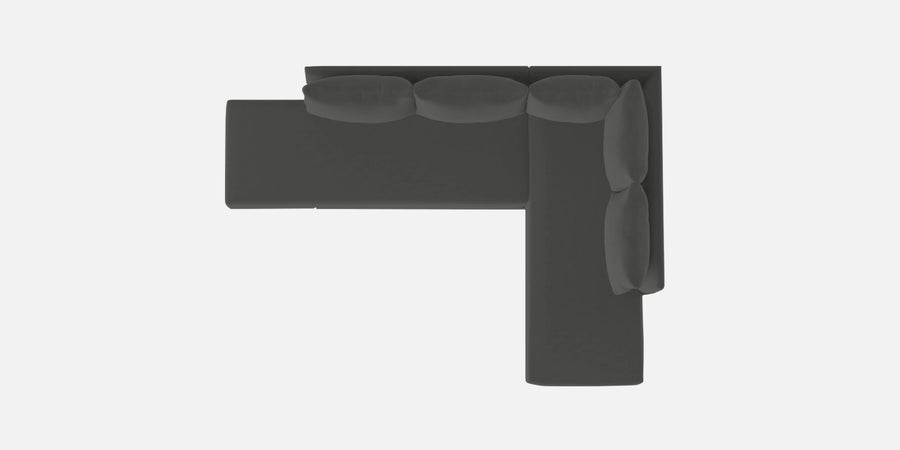 Ira Fabric Lhs 6 Seater Convertible Sofa Cum Bed In Charcoal Grey Colour - Febonic Living