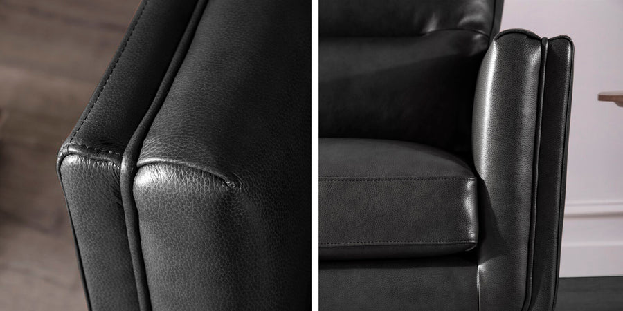 Kiko Leatherette 3 Seater Sofa In Lama Black Colour - Febonic Living