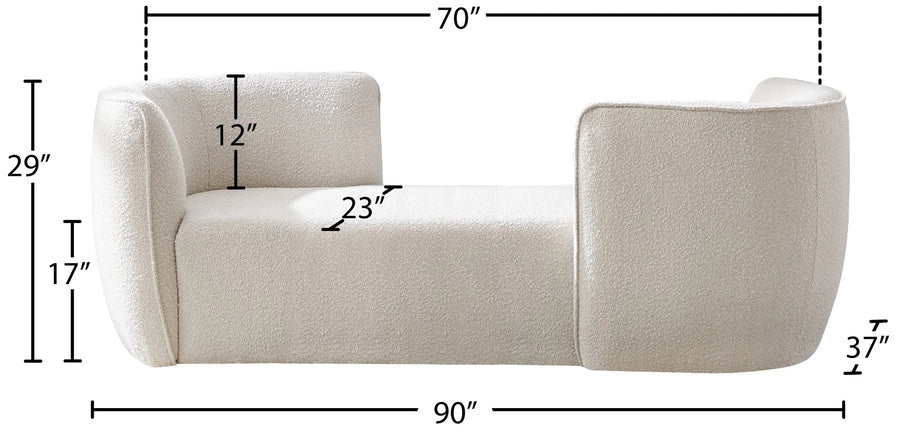Hilton Boucle Fixed Back Chaise Lounger In White Plain Colour - Febonic Living