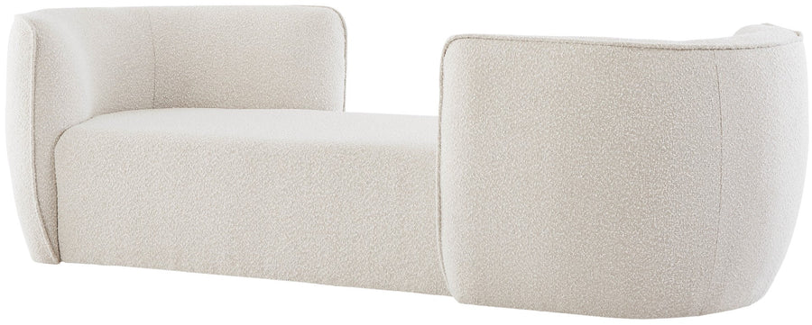 Hilton Boucle Fixed Back Chaise Lounger In White Plain Colour - Febonic Living