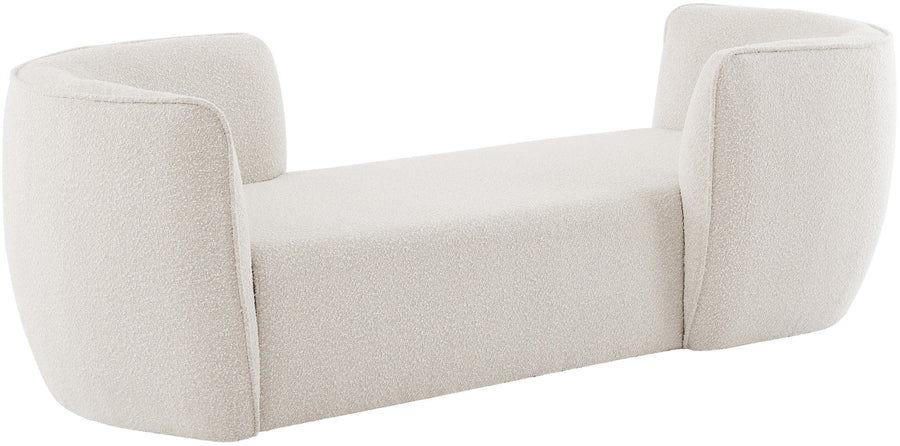 Hilton Boucle Fixed Back Chaise Lounger In White Plain Colour - Febonic Living